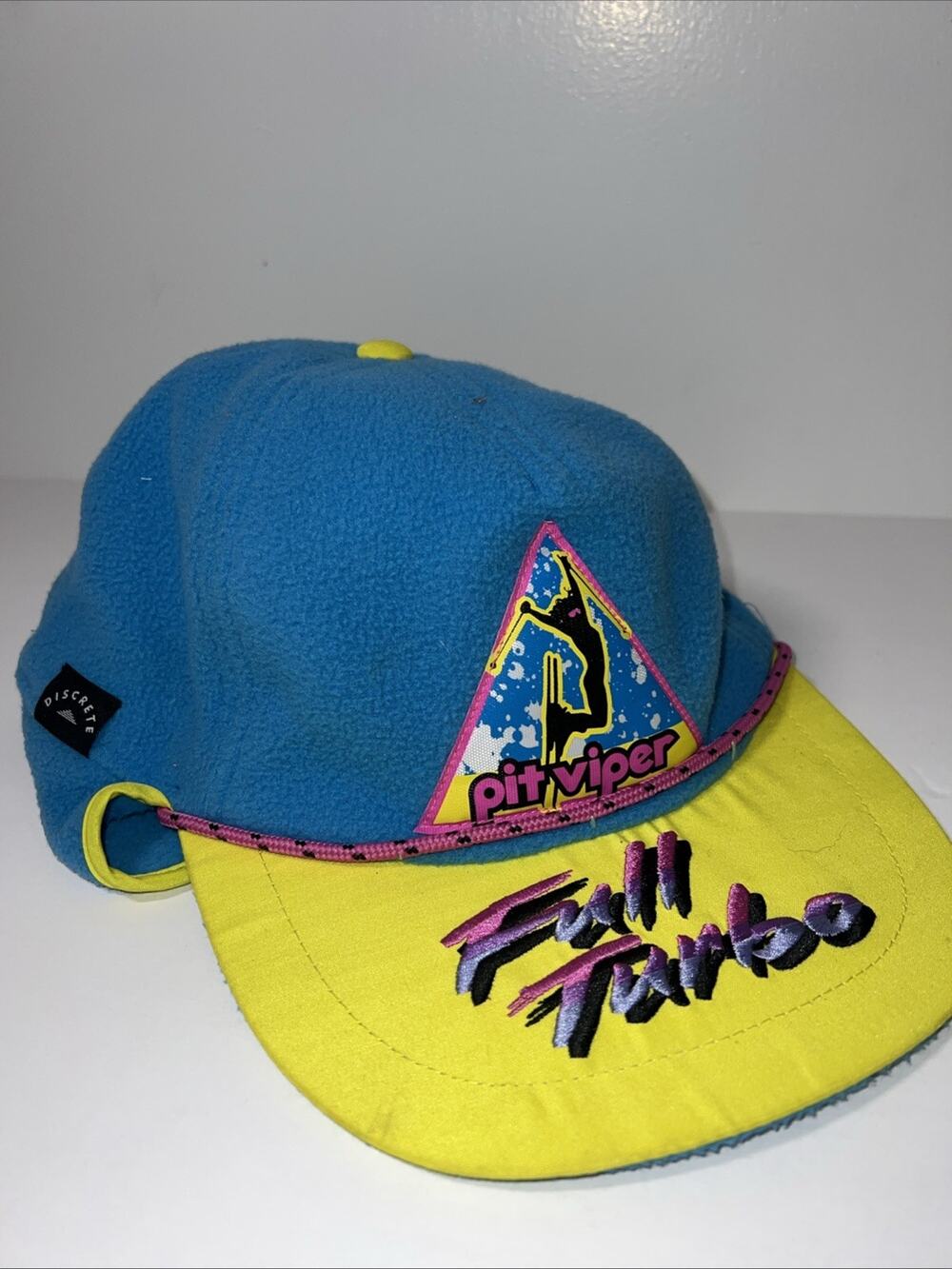 Pit Viper Full Turbo Hat Cap Adjustable String Discrete Fleece w/Ear Flaps Neon